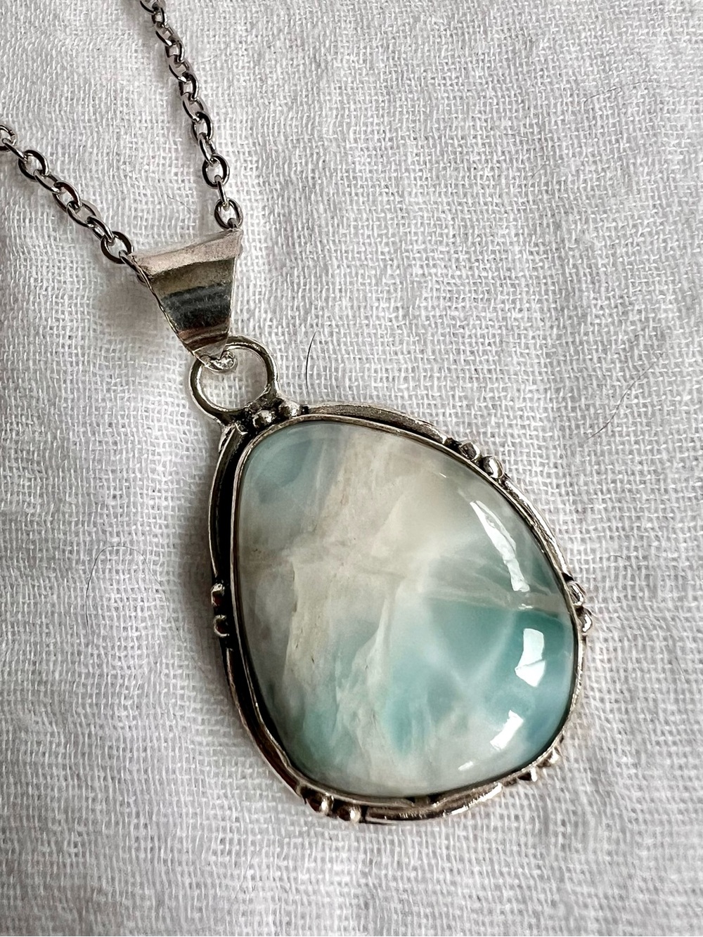 925 Calming Caribbean Larimar Pendant Necklace - Picture 5 of 9